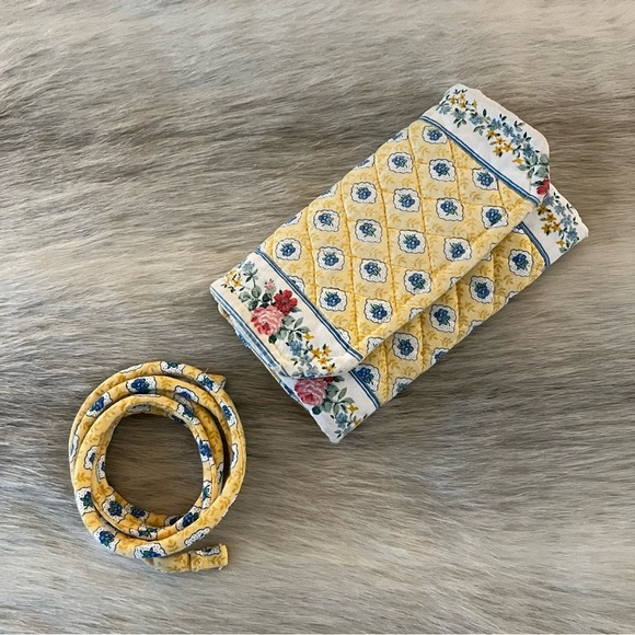 Vintage VERA BRADLEY Elizabeth 1997 Wallet On A String Long Yellow Pink Floral - Picture 6 of 17